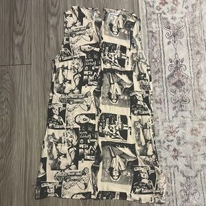 Reformation Black and Cream Graphic Mini Dress